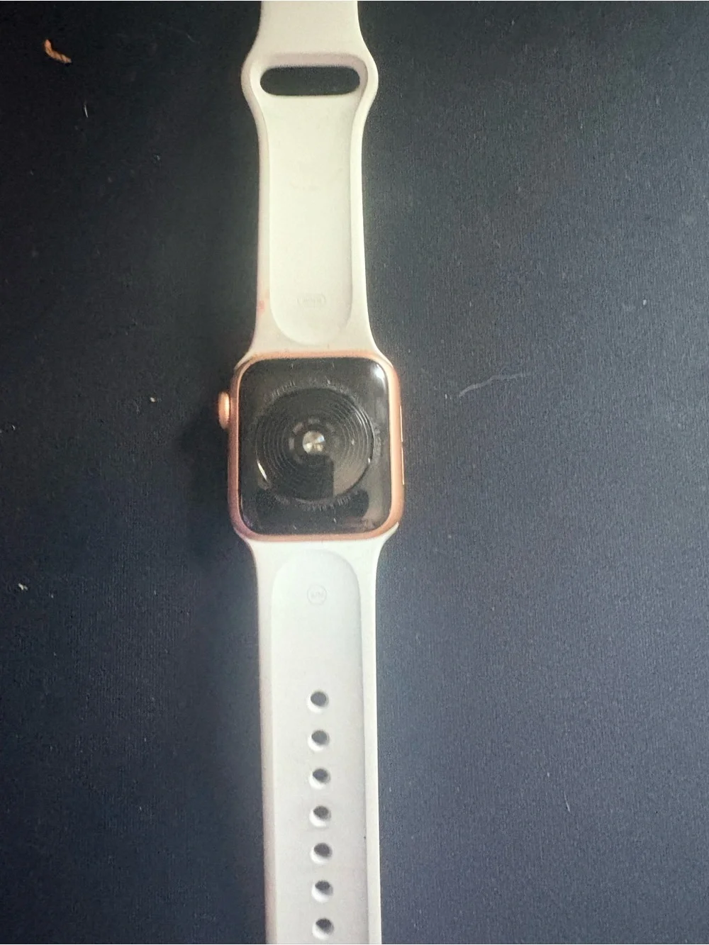 Apple Watch Pink Gold Case with Cream Sport Band